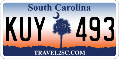 SC license plate KUY493