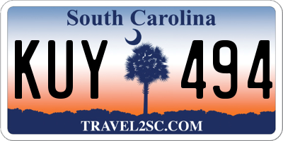 SC license plate KUY494