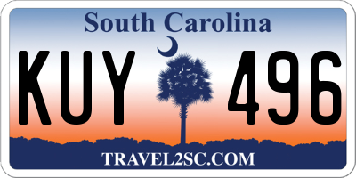 SC license plate KUY496