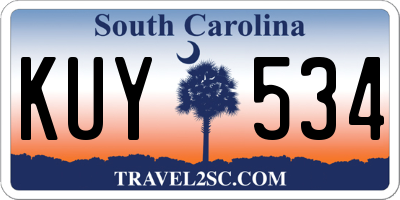 SC license plate KUY534