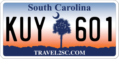 SC license plate KUY601