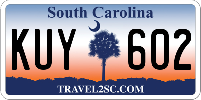 SC license plate KUY602