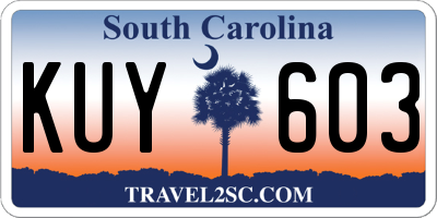 SC license plate KUY603