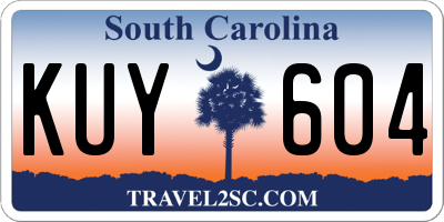 SC license plate KUY604