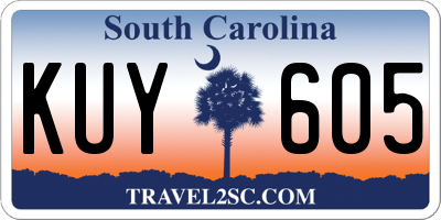 SC license plate KUY605