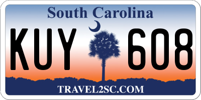 SC license plate KUY608
