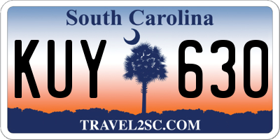 SC license plate KUY630