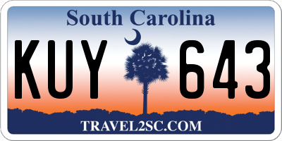 SC license plate KUY643