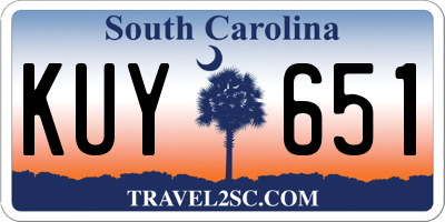 SC license plate KUY651