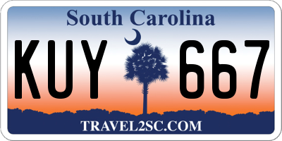 SC license plate KUY667