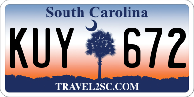 SC license plate KUY672