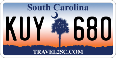 SC license plate KUY680