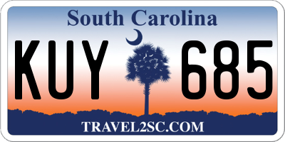 SC license plate KUY685