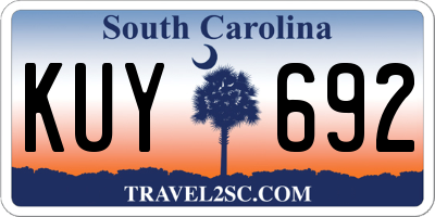 SC license plate KUY692