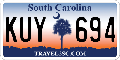 SC license plate KUY694