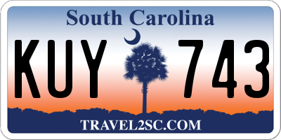 SC license plate KUY743