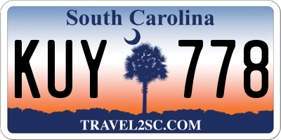 SC license plate KUY778