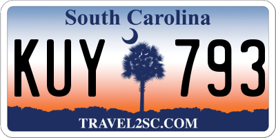 SC license plate KUY793
