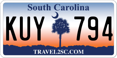 SC license plate KUY794