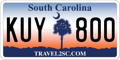 SC license plate KUY800