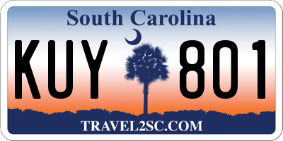 SC license plate KUY801