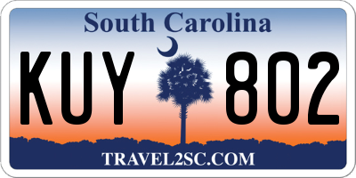 SC license plate KUY802
