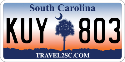 SC license plate KUY803