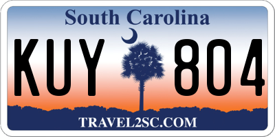 SC license plate KUY804