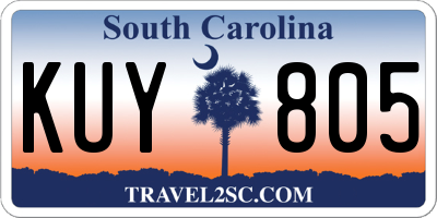 SC license plate KUY805