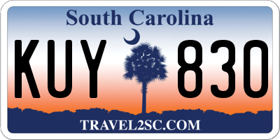 SC license plate KUY830