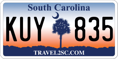 SC license plate KUY835