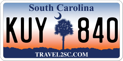 SC license plate KUY840