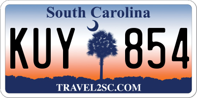 SC license plate KUY854