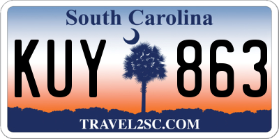 SC license plate KUY863