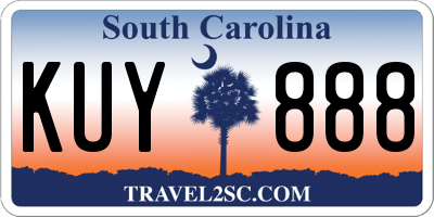 SC license plate KUY888