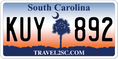 SC license plate KUY892