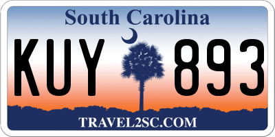 SC license plate KUY893