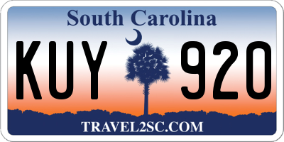 SC license plate KUY920