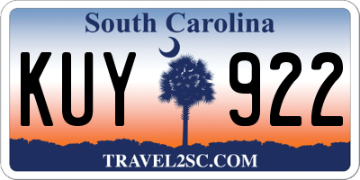 SC license plate KUY922