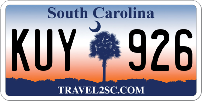 SC license plate KUY926