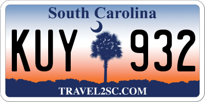 SC license plate KUY932