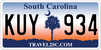 SC license plate KUY934