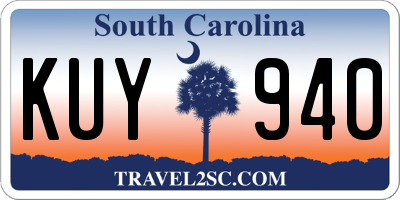 SC license plate KUY940