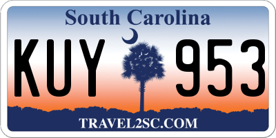 SC license plate KUY953