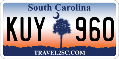 SC license plate KUY960