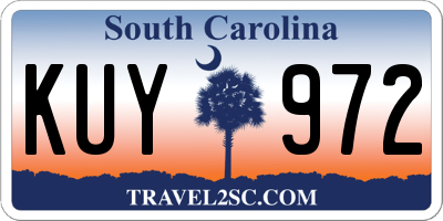 SC license plate KUY972