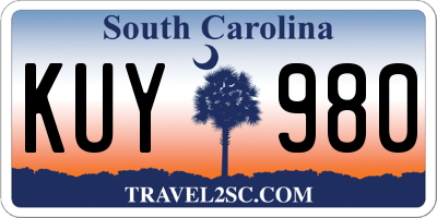 SC license plate KUY980