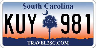 SC license plate KUY981