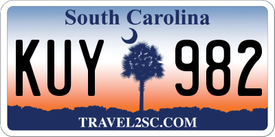 SC license plate KUY982