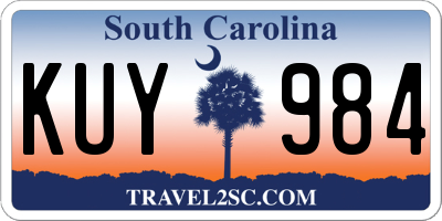 SC license plate KUY984